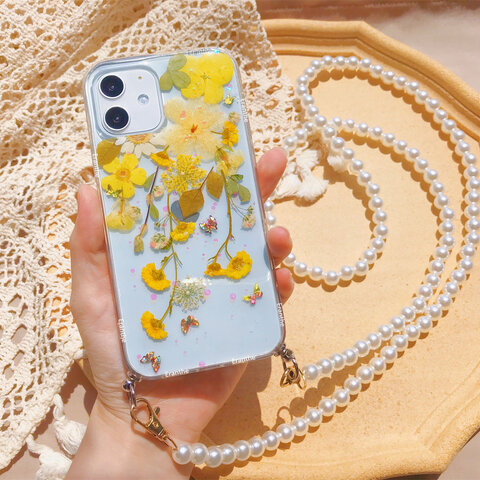 フレッシュな香りが漂う 押し花 スマホケース 全機種対応 iPhone Xperia Galaxy AQUOS iphone 13