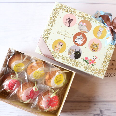 ☆母の日のプレゼントにもおすすめ☆ネコさんBOX☆レモンケーキ・いちごケーキ