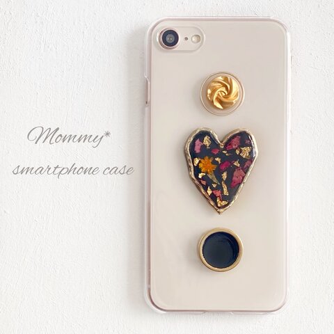 【iPhone14シリーズ対応】〈black〉Heart × Rose スマホケース/iPhoneケース