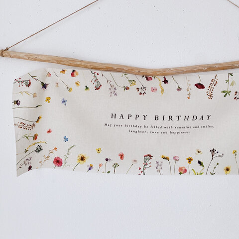 ［ Birthday Tapestry ］FLOWERS | コットンリネン | 誕生日飾り | バースデータペストリー